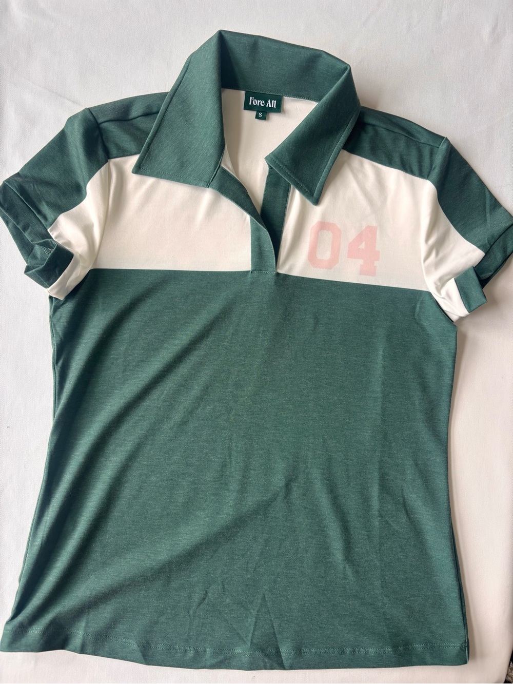 Fore All Women's Green & White Polo Shirt - '04' Detail